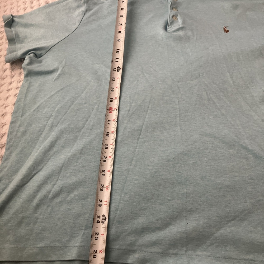 Polo Ralph Lauren Shirt Mens XL Blue Classic Fit Flesh‎ Pony Short Slv Tiny Hole - Picture 6 of 8